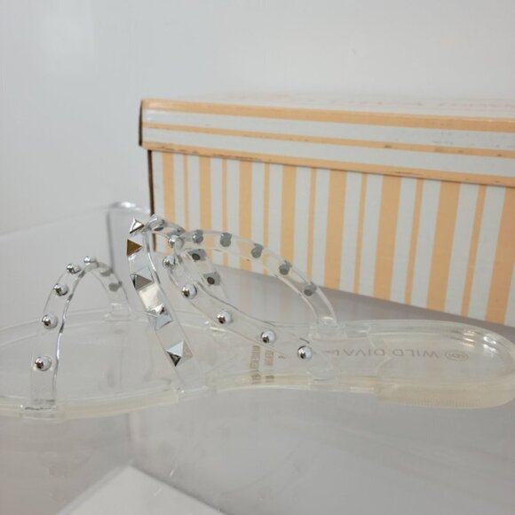Wild Diva Studded Clear Slides Size 6 NIB - Picture 4 of 5